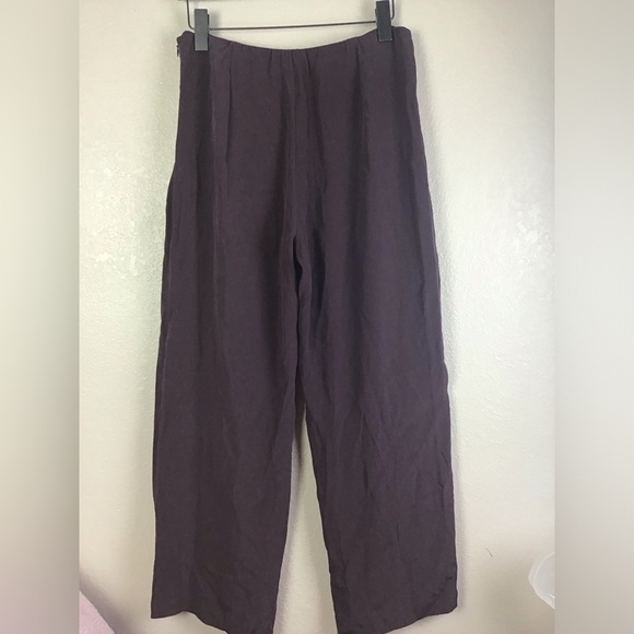 Eileen Fisher Pants - Eileen Fisher Petite Women’s MP 100% Silk Wide Leg Pants Grape Side Zipper
